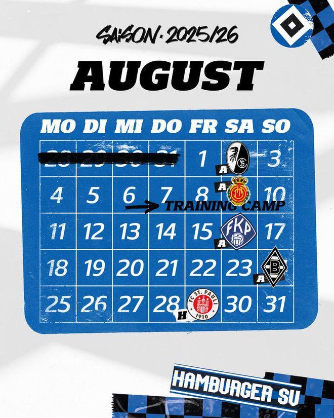 漢堡8月賽程，新季期待，德甲就緒！